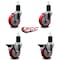 Service Caster 4'' Red Poly Wheel Swivel 1-3/4'' Expanding Stem Caster Set 2 Brakes, 4PK SCC-EX20S414-PPUB-RED-2-PLB-2-134 - alternate 5